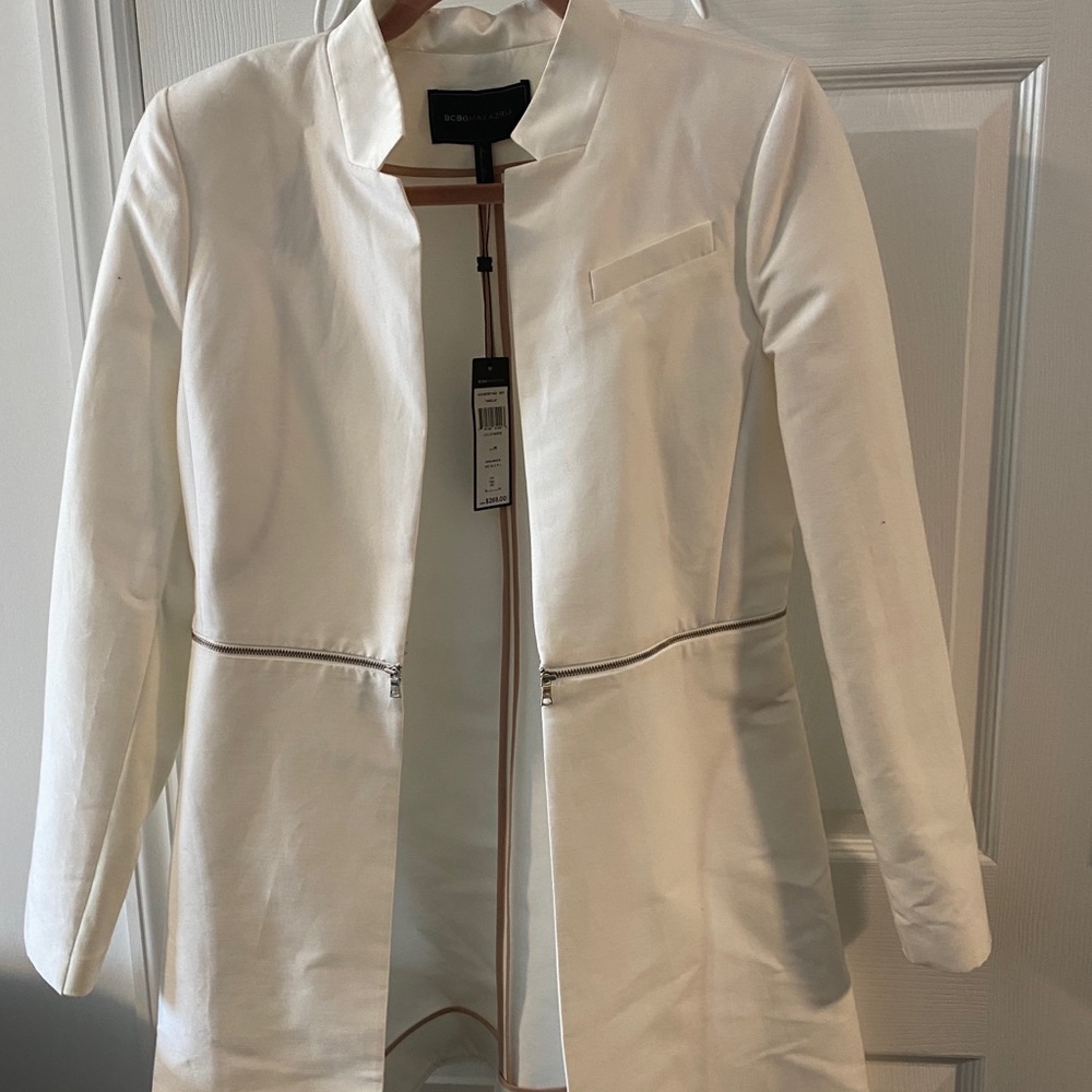 White open front blazer